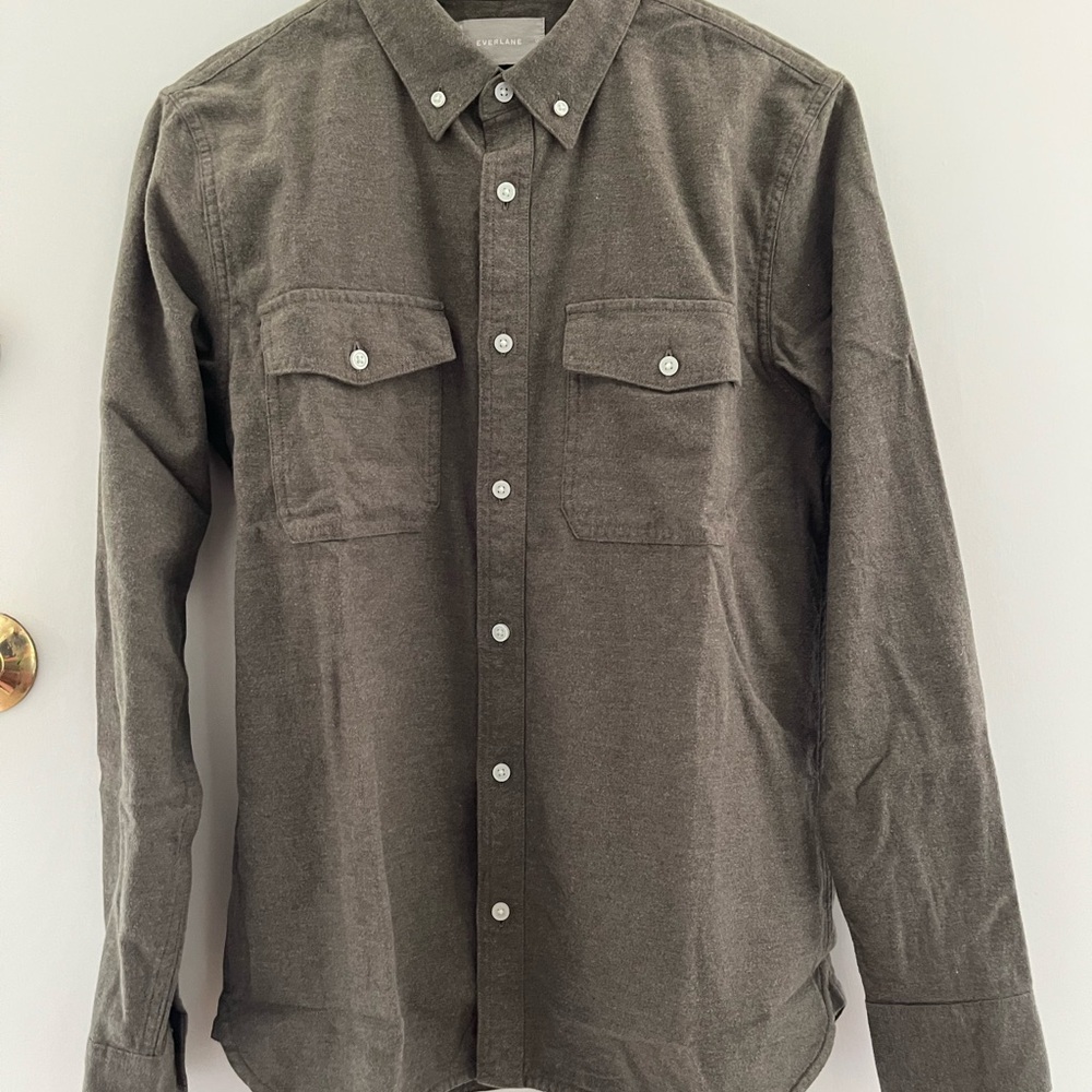 Everlane Men's Dark Olive Casual Button-Down Shirt